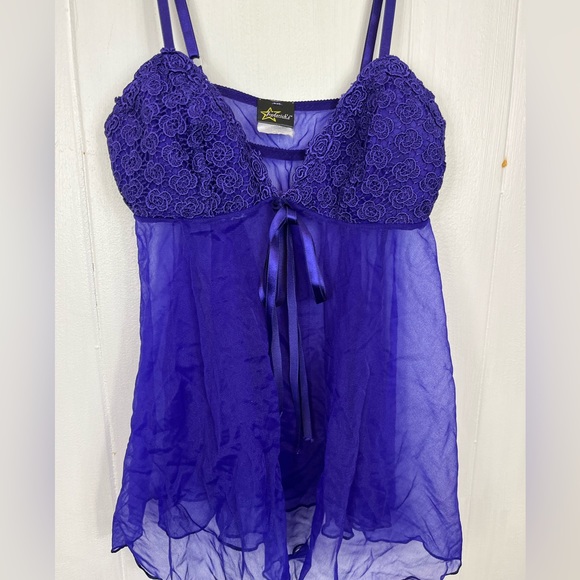 Frederick’s Of Hollywood Purple Sheer Babydoll Cami Sz M - Picture 1 of 10